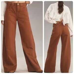 Pilcro Anthropologie Brown Utility Wide Leg Pants High Rise Size 26 NWT
